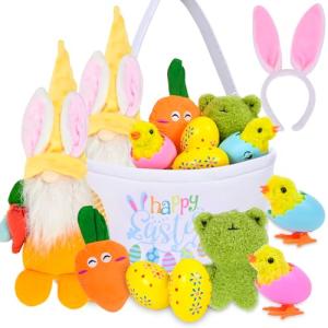 Newchin 9-Piece Easter Basket Plush Toy Set