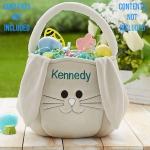 Personalized Teal and Grey Plush Easter Bunny Bag