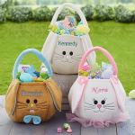 Personalized Teal and Grey Plush Easter Bunny Bag