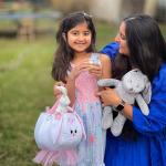 Personalized Teal and Grey Plush Easter Bunny Bag