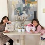 Personalized Teal and Grey Plush Easter Bunny Bag