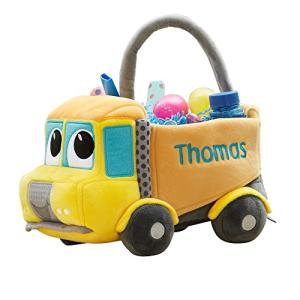 Personalized Construction Truck Plush Easter Basket