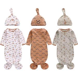3-Pack Newborn Knotted Gown and Hat Set