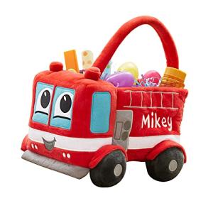 Personalized Fire Truck Plush Basket for Kids