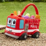 Personalized Fire Truck Plush Basket for Kids