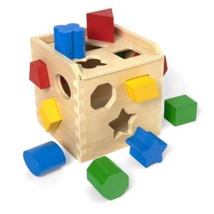 Melissa & Doug Wooden Shape Sorting Cube Toy