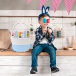 Personalized Blue Bunny Easter Basket for Kids