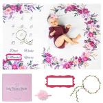 Baby Girl Monthly Milestone Blanket - Floral Design