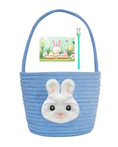Kids' Easter Bunny Gift Basket with Card (Blue)