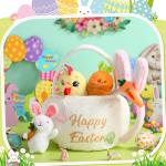 Plush Easter Basket with Bunny and Chick Set