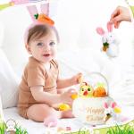 Plush Easter Basket with Bunny and Chick Set