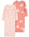 Carter's Baby Girls' 2-Pack Sleeper Gowns, 3 Months