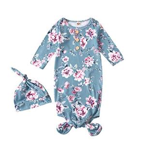 Moru Baby Girls Organic Cotton Floral Gown 0-6 Months