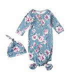 Moru Baby Girls Organic Cotton Floral Gown 0-6 Months