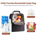 Breastmilk Cooler Bag with Ice Packs – Black