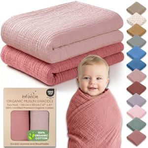 Organic Cotton Muslin Baby Blanket - 47x47 Inch