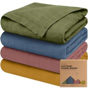 4-Pack Organic Muslin Swaddle Blankets for Babies