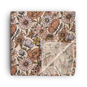 mushie Organic Cotton Baby Swaddle Blanket - Retro Flowers
