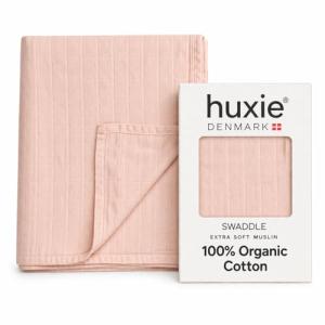 Huxie Organic Cotton Baby Swaddle – Blush 47” x 47”