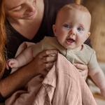 Huxie Organic Cotton Baby Swaddle – Blush 47” x 47”