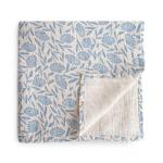 Mushie Organic Cotton Baby Swaddle Blanket - Blue Flowers