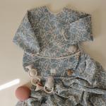 Mushie Organic Cotton Baby Swaddle Blanket - Blue Flowers