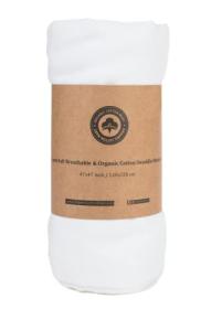Organic Cotton White Newborn Swaddle Blanket 47"x47