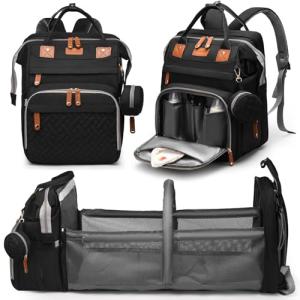 Large Waterproof Diaper Bag Backpack with Changing Station