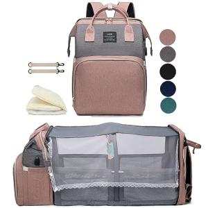 Houscly Pink Diaper Bag Backpack with Changing Station