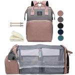 Houscly Pink Diaper Bag Backpack with Changing Station