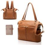 Convertible Leather Diaper Bag with 13 Pockets