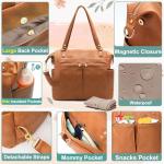 Convertible Leather Diaper Bag with 13 Pockets
