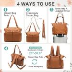 Convertible Leather Diaper Bag with 13 Pockets