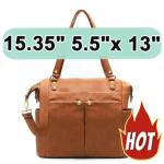 Convertible Leather Diaper Bag with 13 Pockets