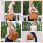 Convertible Leather Diaper Bag with 13 Pockets