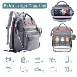 Gray Multifunctional Diaper Bag Backpack with Changing Station