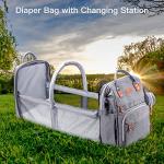 Gray Multifunctional Diaper Bag Backpack with Changing Station