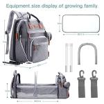 Gray Multifunctional Diaper Bag Backpack with Changing Station