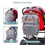 Gray Multifunctional Diaper Bag Backpack with Changing Station