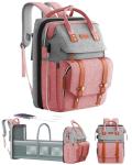 Large Pink Diaper Bag Backpack with Changing Station