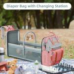 Large Pink Diaper Bag Backpack with Changing Station