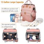 Pink Waterproof Baby Diaper Bag with Changing Station