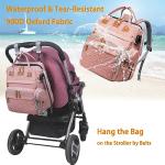 Pink Waterproof Baby Diaper Bag with Changing Station