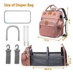 Pink Waterproof Baby Diaper Bag with Changing Station