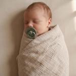 Organic Cotton Muslin Baby Swaddle - Natural Stripe
