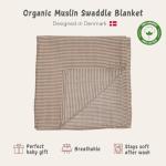 Organic Cotton Muslin Baby Swaddle - Natural Stripe
