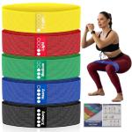 5 Fabric Resistance Bands Set with Workout Guide