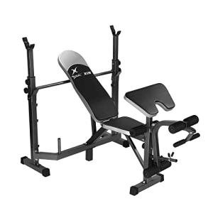 Adjustable Weight Bench with Squat Rack for Home