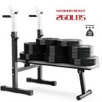 Adjustable Weight Bench with Squat Rack & Dip Station