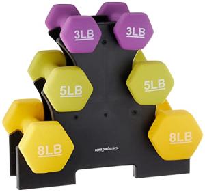 Color-Coded Neoprene Dumbbell Set with Rack